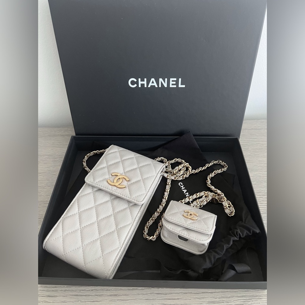 Chanel classic vanity phone holder with chain